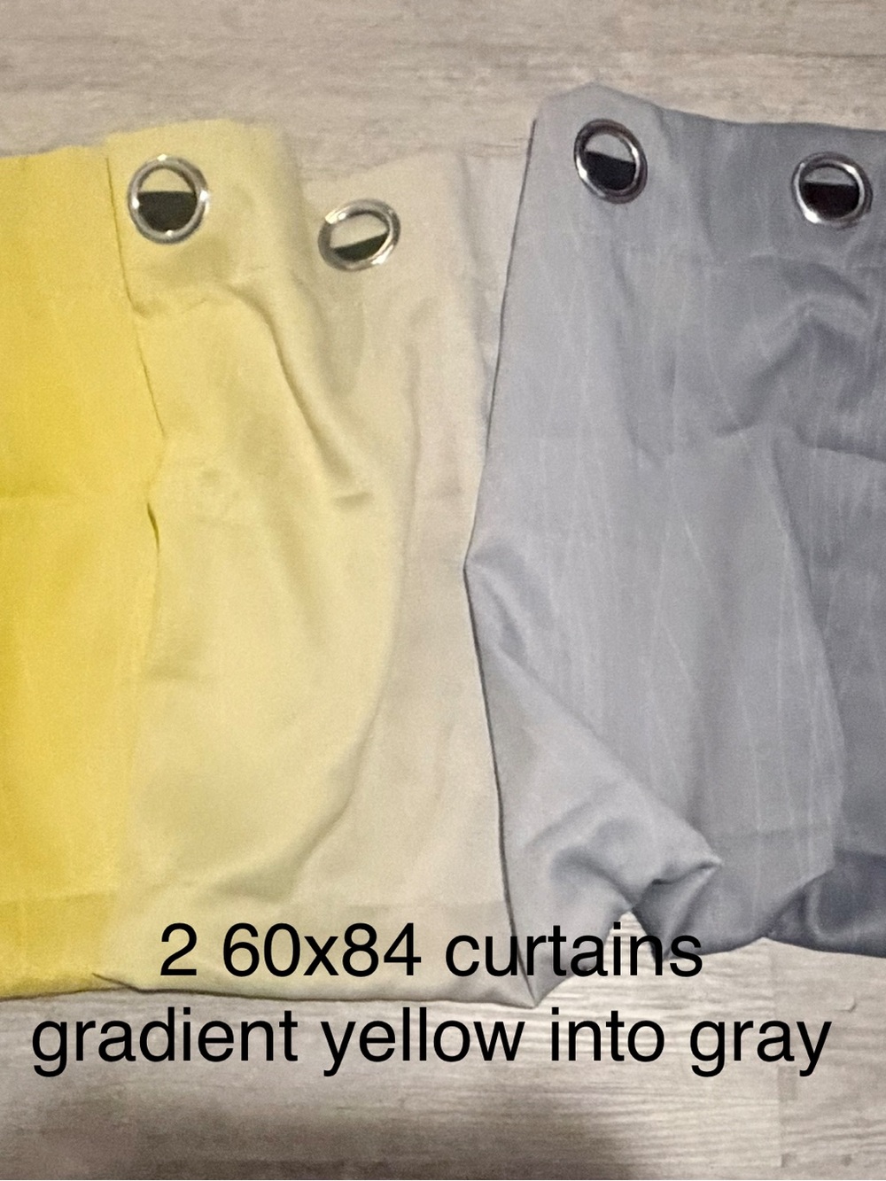 2 Gradient Yellow to Gray Grommet Curtain Panel